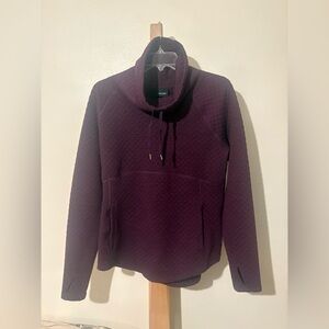 Marmot Quilted Cowl-Neck Pullover Hoodie in Plum
